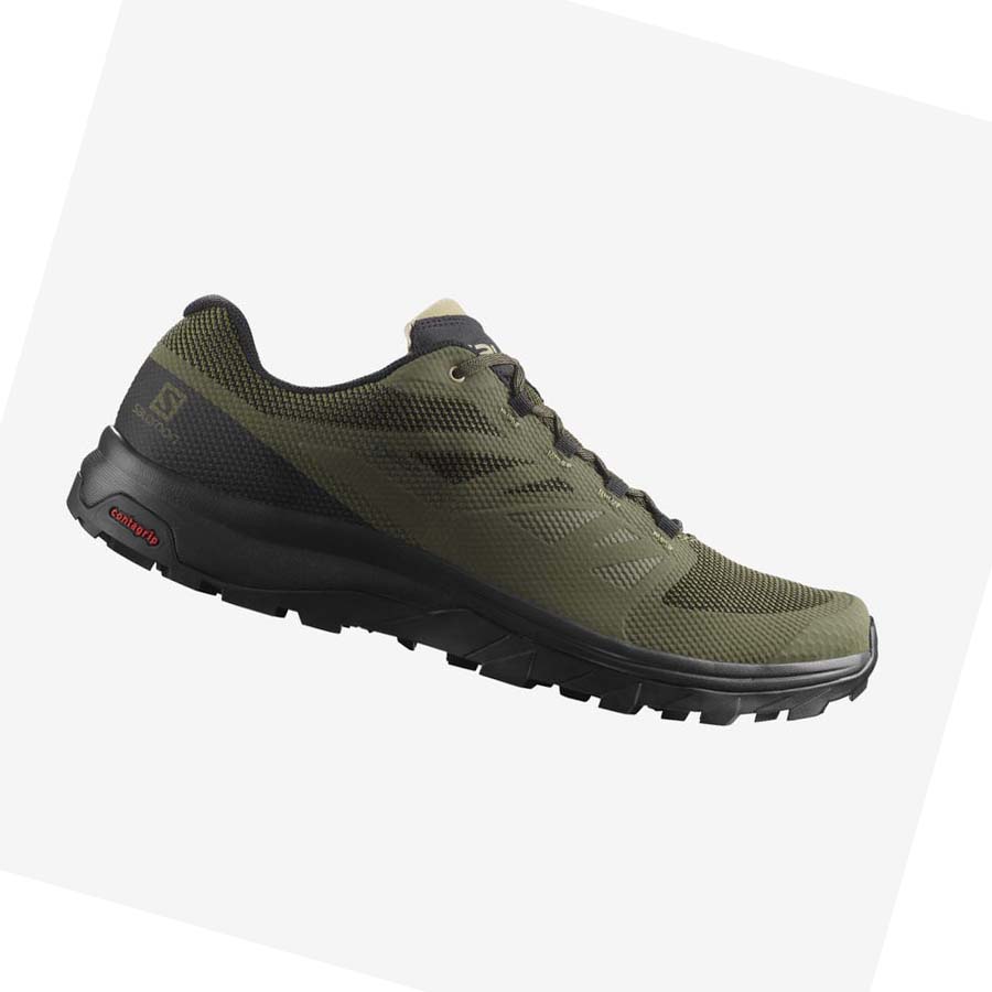 Tenis Senderismo Salomon OUTLINE GORE-TEX Hombre Verde Oliva Negros | MX 3600AHK